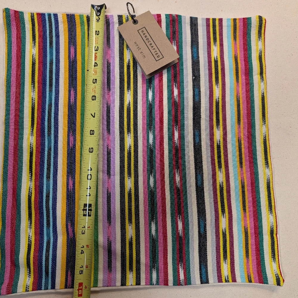 HANDCRAFTED WEST ELM PASTEL STRIPE PILLOW COVER